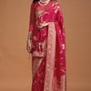 Phenomenal Dark Pink Georgette Banarasi Silk Saree With Jazzy Blouse Piece