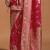 Phenomenal Dark Pink Georgette Banarasi Silk Saree With Jazzy Blouse Piece