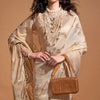 Extraordinary Beige Georgette Banarasi Silk Saree With Fantabulous Blouse Piece