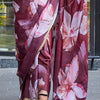 Phenomenal Wine Digital Printed Satin Silk Saree With Invaluable Blouse Piece
