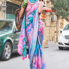 Charming Sky Digital Printed Satin Silk Saree With Girlish Blouse Piece