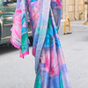 Charming Sky Digital Printed Satin Silk Saree With Girlish Blouse Piece