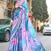 Charming Sky Digital Printed Satin Silk Saree With Girlish Blouse Piece