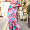 Beleaguer Pink Digital Printed Satin Silk Saree With Desuetude  Blouse Piece
