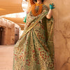 Trendy Green Digital Printed Tissue Silk Saree With Classy Blouse Piece