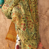 Trendy Green Digital Printed Tissue Silk Saree With Classy Blouse Piece