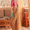 Deserving Mustard Digital Printed Tissue Silk Saree With Impressive Blouse Piece