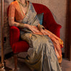 Desuetude Grey Soft Banarasi Silk Saree With Inspiring Blouse Piece