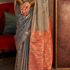 Desuetude Grey Soft Banarasi Silk Saree With Inspiring Blouse Piece