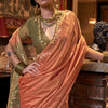Unique Orange Soft Banarasi Silk Saree With Intricate  Blouse Piece