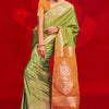 Chatoyant Green Soft Banarasi Silk Saree With Gossamer Blouse Piece