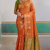 Seraphic Orange Banarasi Tussar Silk Saree With Extraordinary Blouse Piece