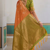 Seraphic Orange Banarasi Tussar Silk Saree With Extraordinary Blouse Piece