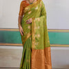 Deserving Green Banarasi Tussar Silk Saree With Magnificat Blouse Piece