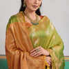 Deserving Green Banarasi Tussar Silk Saree With Magnificat Blouse Piece