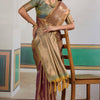 Magnetic Brown Banarasi Tussar Silk Saree With Bewitching Blouse Piece
