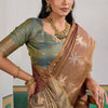 Magnetic Brown Banarasi Tussar Silk Saree With Bewitching Blouse Piece