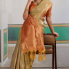 Supernal Beige Banarasi Tussar Silk Saree With Artistic Blouse Piece