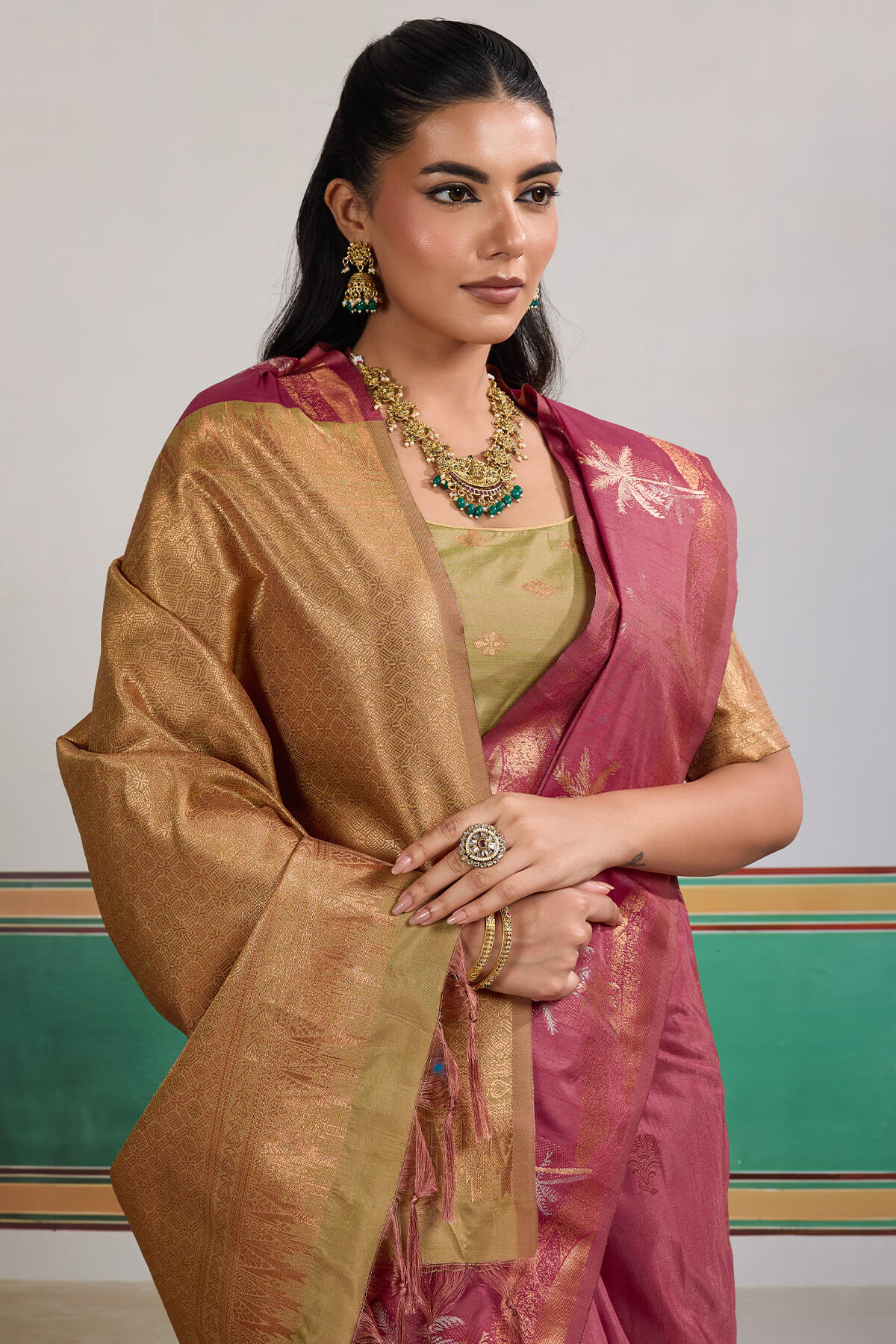 Resplendent Dark Pink Banarasi Tussar Silk Saree With Marvellous Blouse Piece