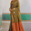 Epiphany Mustard Banarasi Tussar Silk Saree With Gleaming Blouse Piece
