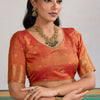 Epiphany Mustard Banarasi Tussar Silk Saree With Gleaming Blouse Piece