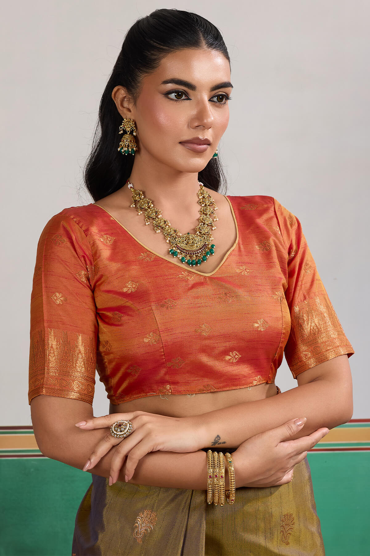 Epiphany Mustard Banarasi Tussar Silk Saree With Gleaming Blouse Piece