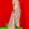 Captivating Beige Soft Banarasi Silk Saree With Prominent Blouse Piece