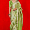 Beleaguer Green Soft Banarasi Silk Saree With Dalliance Blouse Piece