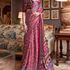 Aplomb Wine Digital Printed Satin Silk Saree With Ravishing Blouse Piece