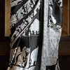 Vibrant Black and White Digital Printed Satin Silk Saree With Whimsical Blouse Piece