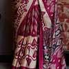 Epiphany Beige and Wine Digital Printed Satin Silk Saree With Effervescent Blouse Piece