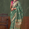 Lissome Sea Green Paithani Pure Tissue Silk Saree With Ailurophile Blouse Piece