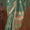 Lissome Sea Green Paithani Pure Tissue Silk Saree With Ailurophile Blouse Piece