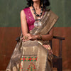 Snazzy Brown Paithani Pure Tissue Silk Saree With Smashing Blouse Piece