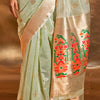 Girlish Pista Paithani Silk Saree With Opulent Blouse Piece
