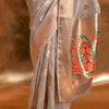 Fragrant Grey Paithani Silk Saree With Tremendous Blouse Piece