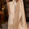 Ravishing Beige Soft Banarasi Silk Saree With Twirling Blouse Piece