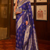 Adorable Royal Blue Kanjivaram Silk Saree With Entrancing Blouse Piece