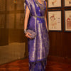 Adorable Royal Blue Kanjivaram Silk Saree With Entrancing Blouse Piece