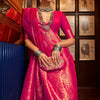 Mesmeric Dark Pink Kanjivaram Silk Saree With Classic Blouse Piece