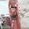 Alluring Baby Pink Pashmina saree With Glowing Blouse Piece