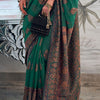 Stylish Dark Green Pashmina saree With Extraordinary Blouse Piece
