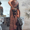Pretty Black Pashmina saree With Elegant Blouse Piece