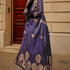 Divine Navy Blue Banarasi Satin Silk Saree With Eloquence Blouse