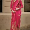Seraphic Dark Pink Banarasi Satin Silk Saree With Inimitable Blouse