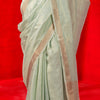 Lissome Sea Green Soft Banarasi Tissue Silk Saree With Beauteous Blouse Piece