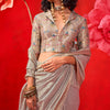 Incomparable Grey Soft Banarasi Tissue Silk Saree With Assemblage Blouse Piece