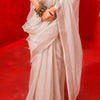 Embrocation Beige Soft Banarasi Tissue Silk Saree With Bucolic Blouse Piece