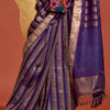 Prettiest Navy Blue Soft Banarasi Silk Saree With Entrancing Blouse