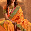 Classy Orange Soft Banarasi Silk Saree With Pretty Blouse